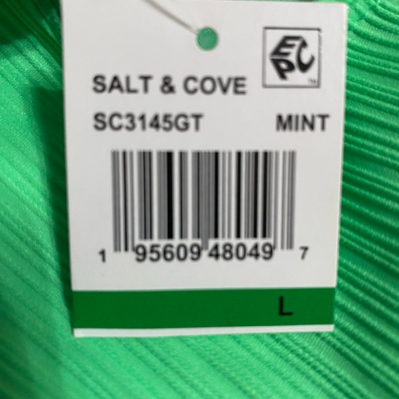 Salt & Cove Lime Green Swim Top L Juniors - Picture 7 of 7